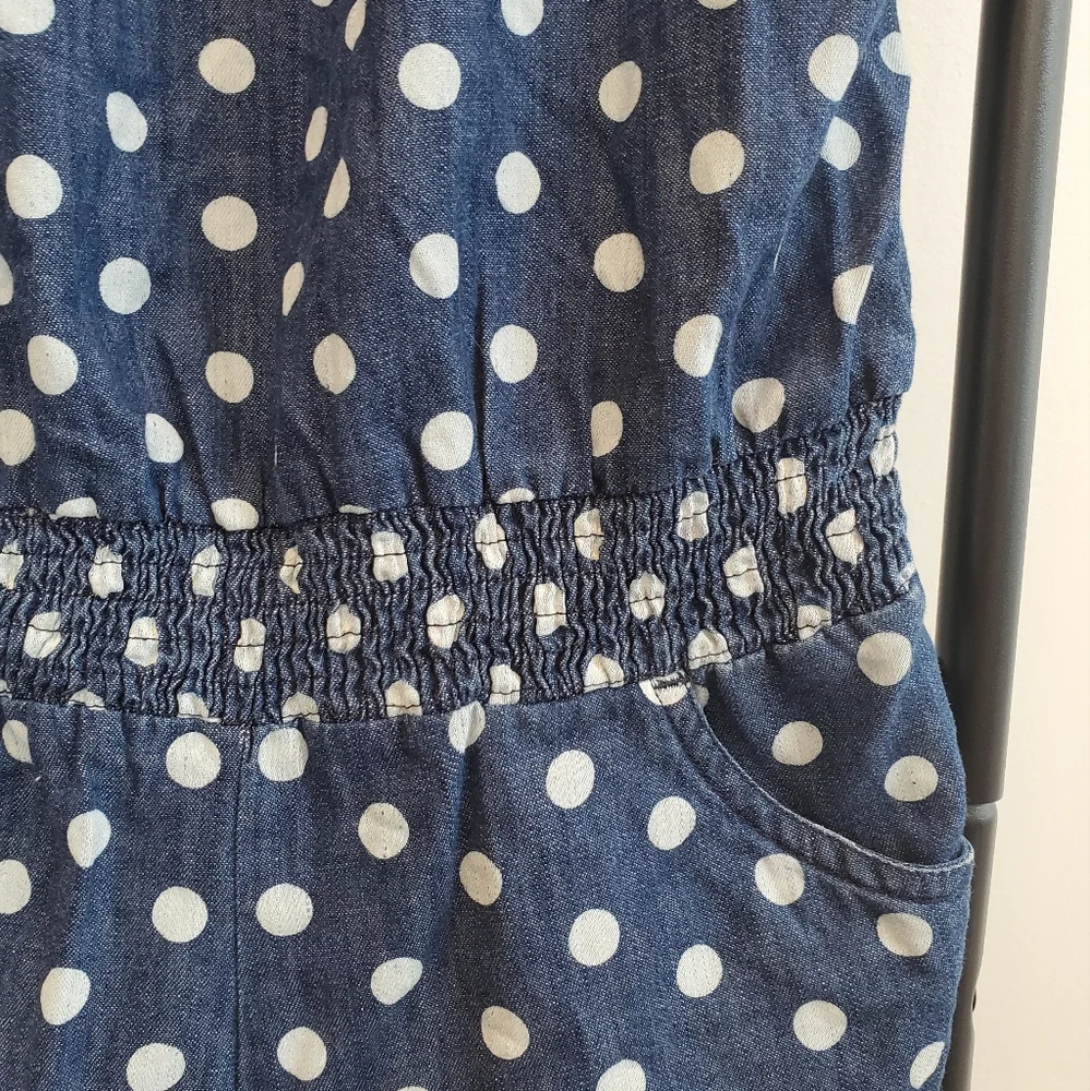 Justice denim polka dots blue white cotton  jumped girl size 12